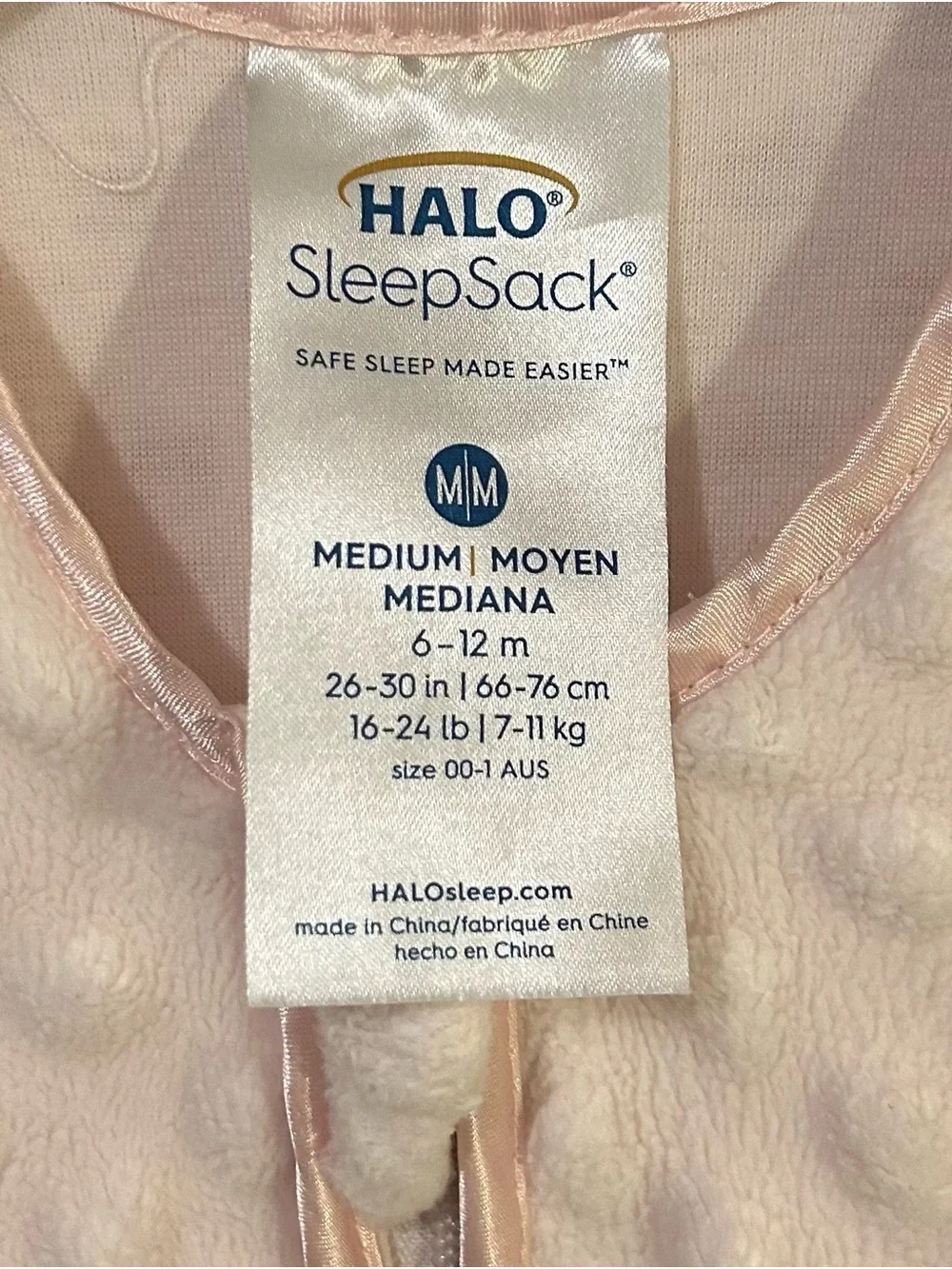 HALO Pink Textured Sleeveless Sleep Sack 6-12 Months